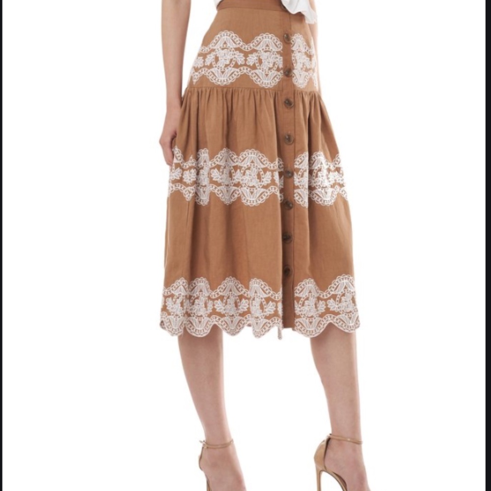 Amur Bryn Skit Embroidery Drop Waist Tan